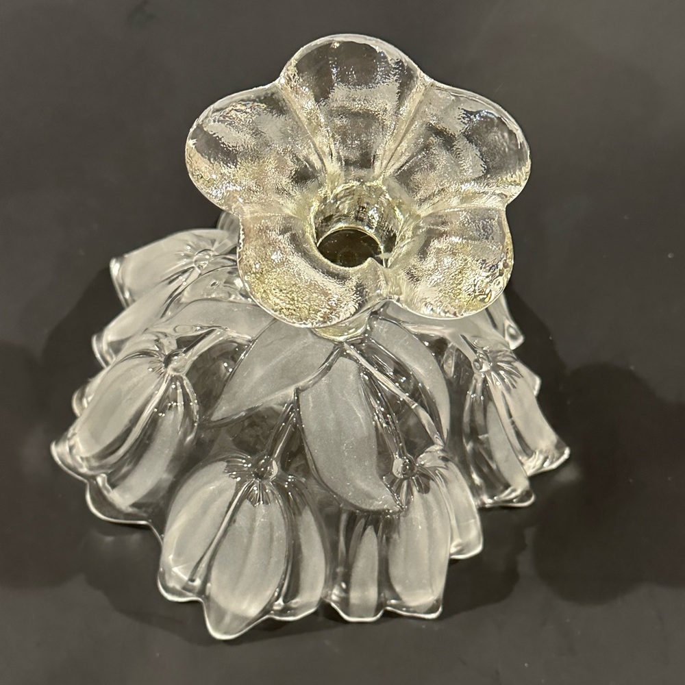 Mikasa Crystal Pedestal Tulips Satin Frosted Glass Footed Bowl 7" - Picture 5 of 9